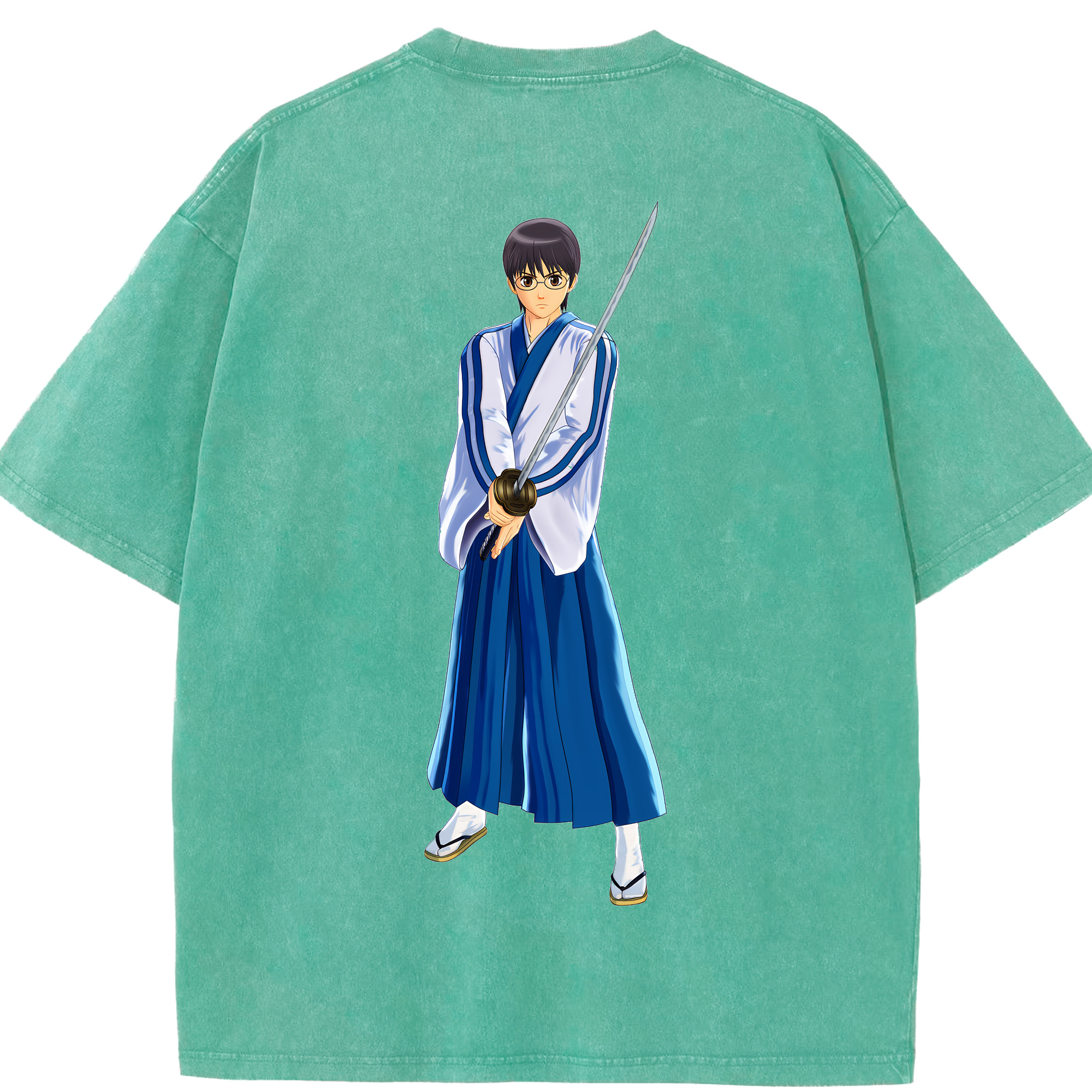 （画像用） ぎんたま 坂田銀時（さかたぎんとき） 神楽 志村新八（しむら しんぱち） GINTAMA Sakata Gintoki Kagura Shimura Shinpachi 綿100% ヴィンテージ風 半袖Tシャツ（背面プリント）